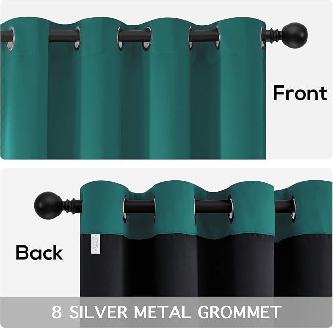 Yakamok 100% Blackout Curtains for Bedroom 63 Inch Length, Teal Total Light - Image 6