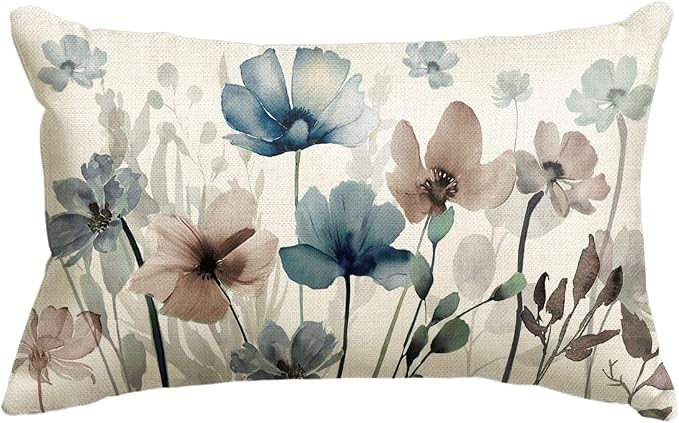 AVOIN colorlife Poppy Flowers Chinoiserie Spring Throw Pillow Cover, 12 x 20 by AVOINcolorlife