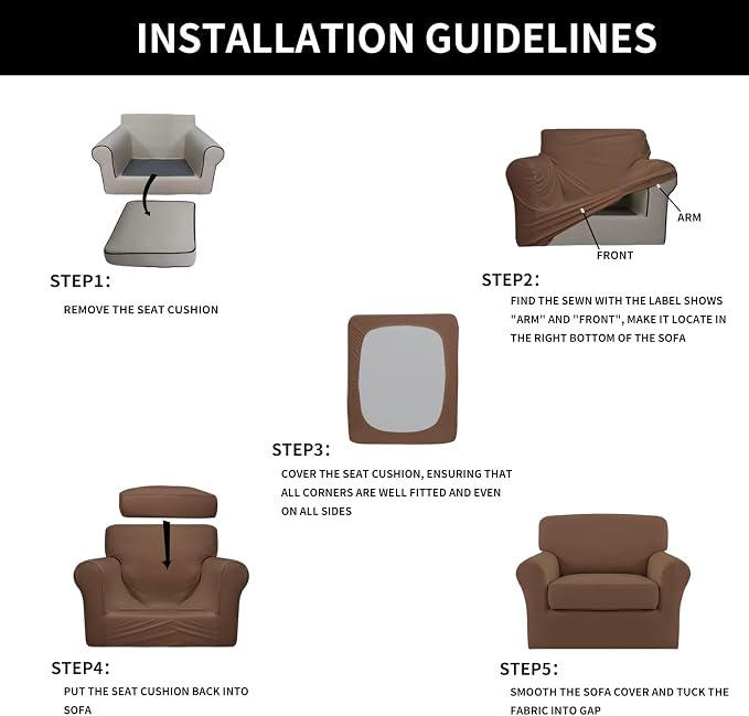 Easy-Going 2 Pieces Microfiber Stretch Chair Slipcover – Spandex Soft Fitted - Image 6