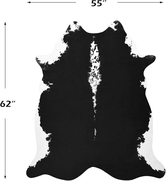 BENRON Premium Cowhide Rug Black, Faux Cow Hide Rugs - Image 2