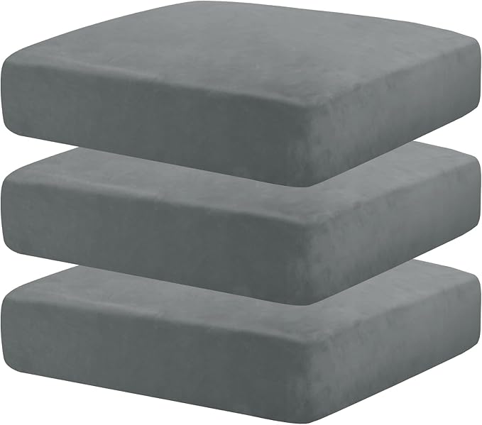 MAXIJIN Velvet Stretch Cushion Covers Fitted Couch Cushion Slipcovers Sofa Seat by MAXIJIN