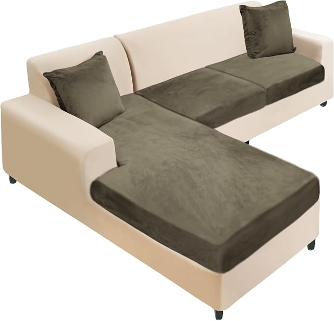 Sectional Couch Cover 3 Pieces Velvet Separate Couch Cushion Covers L Shape by NAISI