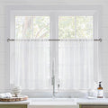 DWCN Short White Sheer Curtains 36 inches Long 2 Panels, Kitchen Tiers Valances by DWCN