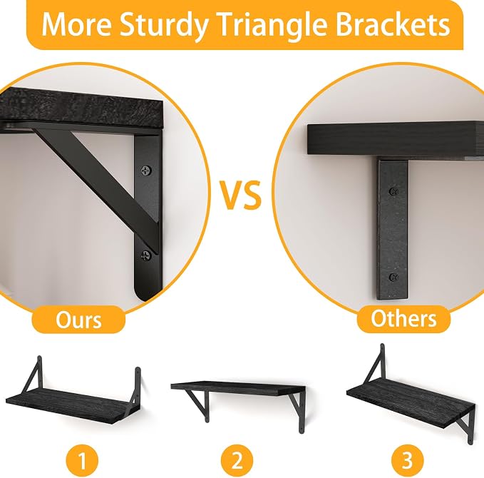 YGEOMER Black Shelves for Wall, Home Decor - Image 4