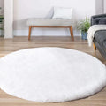 Latepis White Round Rugs 6ft Faux Rabbit Fur Rug by Latepis