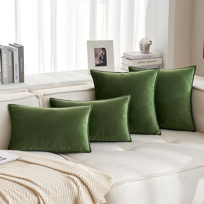 MIULEE Moss Green Decorative Velvet Throw Pillow Covers Soft Pillow Covers - Image 5