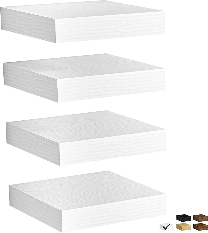 Fun Memories Rustic Floating Wall Shelves, Wall Mounted Wood Storage & Display by FunMemories