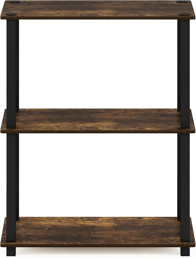 Furinno TURN-S-TUBE Storage Shelves, 3-Tier Book Shelf, Corner Shelf, Toolless - Image 6
