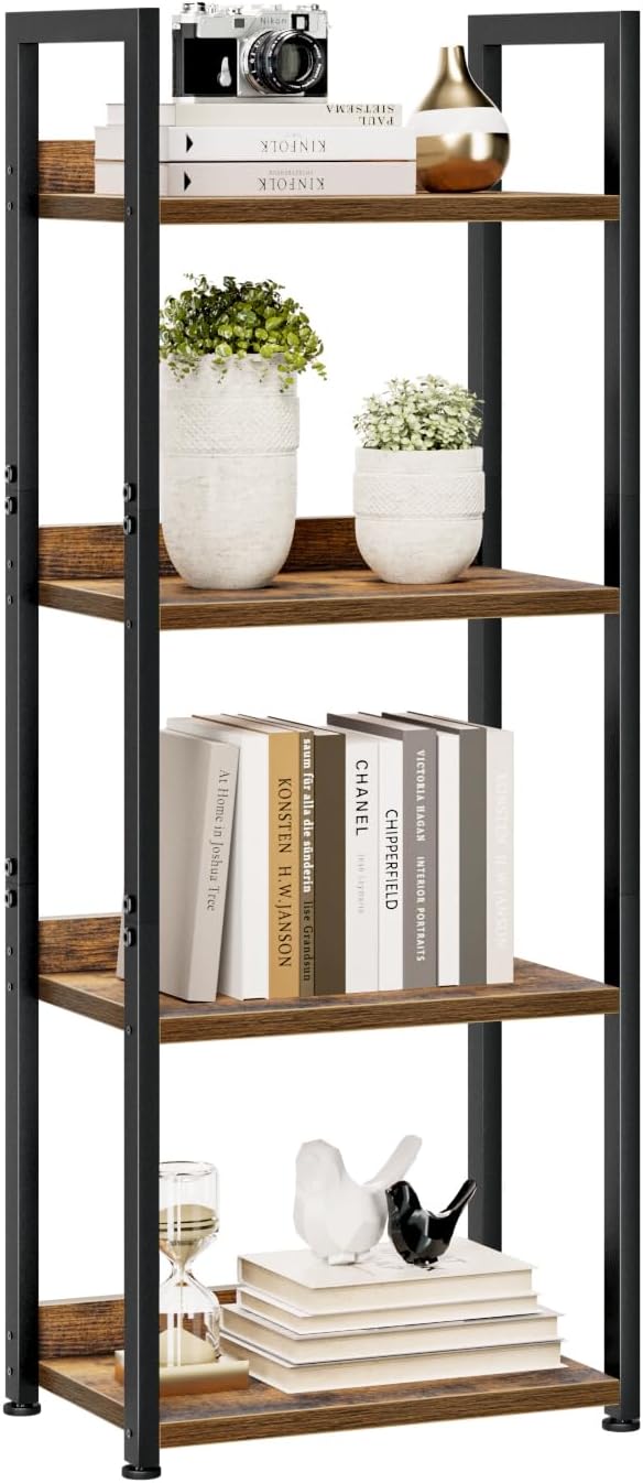 NUMENN Narrow Bookshelf, 4 Tier Bookshelves, Home Office Bookcase Shelf Storage by NUMENN