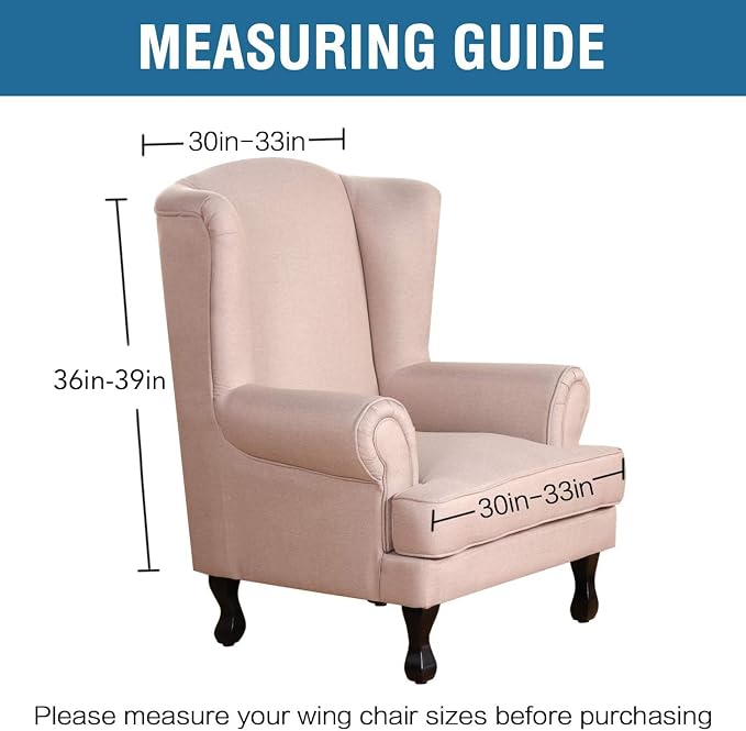 H.VERSAILTEX Wingback Chair Covers Velvet Plush Wing Chair Slipcover 1 Piece - Image 6