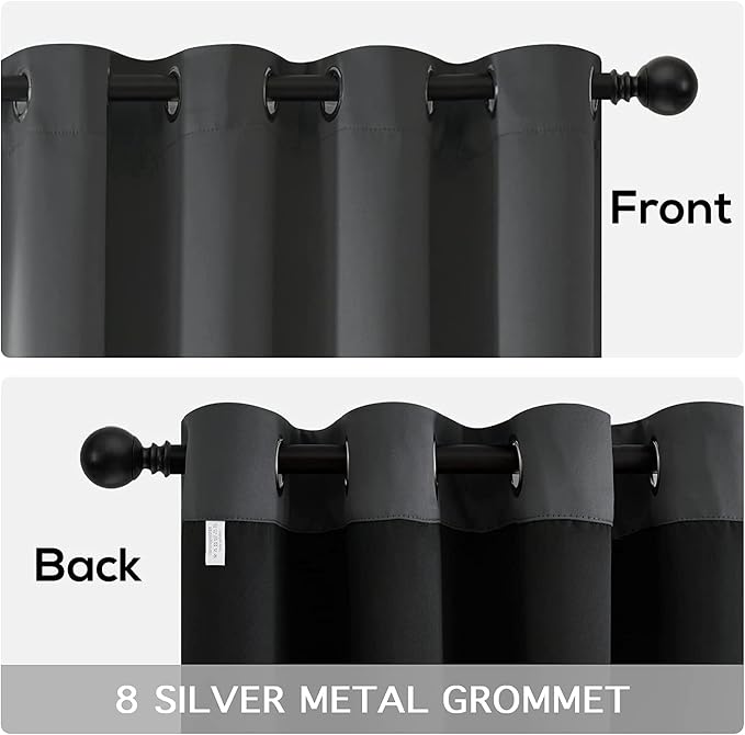 Yakamok Grey Blackout Curtains 54 inch Length 2 Panels Set, 100% Blackout - Image 6