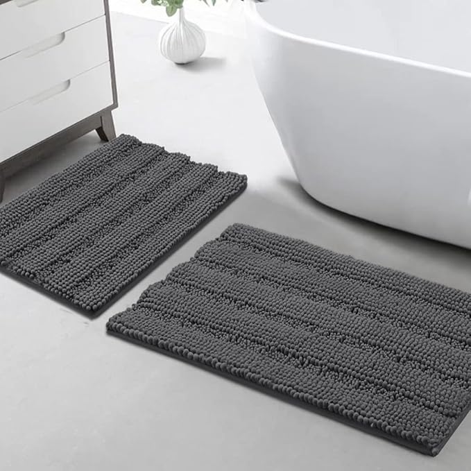 Turquoize Chenille Bathroom Rugs Set Non-Slip Bath Mats by Turquoize