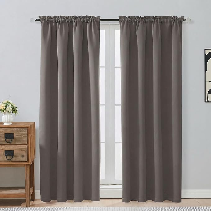 OVZME Latte Blackout Curtains for Bedroom 72 Inch Length 2 Panels Set, Thermal by OVZME