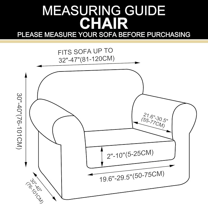 U-NICE HOME 2 Pieces Chair Covers Stretch Couch Cover Sofa Cover Washable Chair - Image 7