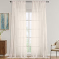 OVZME Cream Sheer Curtains 120 Inches Long 2 Panels Set, 59 Inch Extra Wide by OVZME