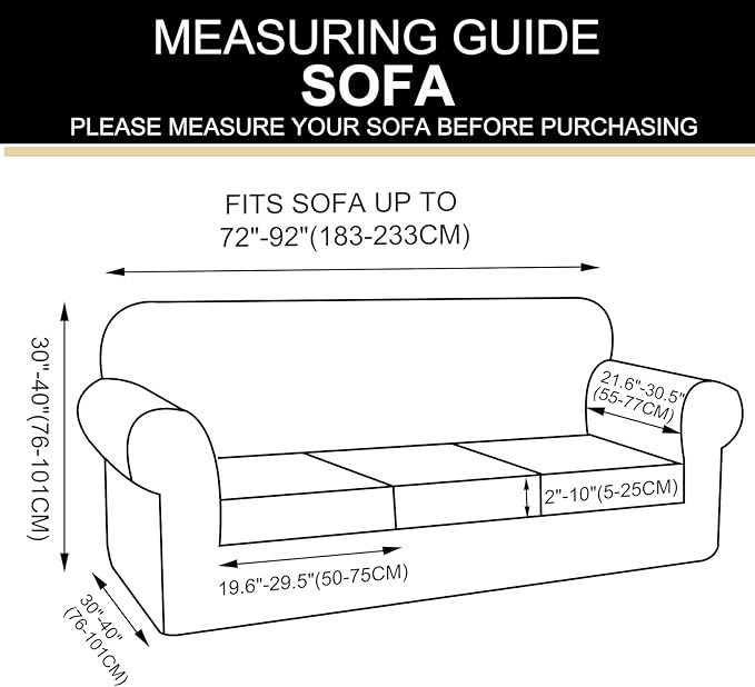 U-NICE HOME 4 Pieces Stretch Couch Cover Sofa Cover Washable Sofa Slipcover - Image 7