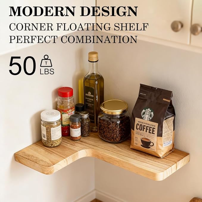 Floating Corner Shelves, Wall Shelf Set of 2, Shelves - Image 3