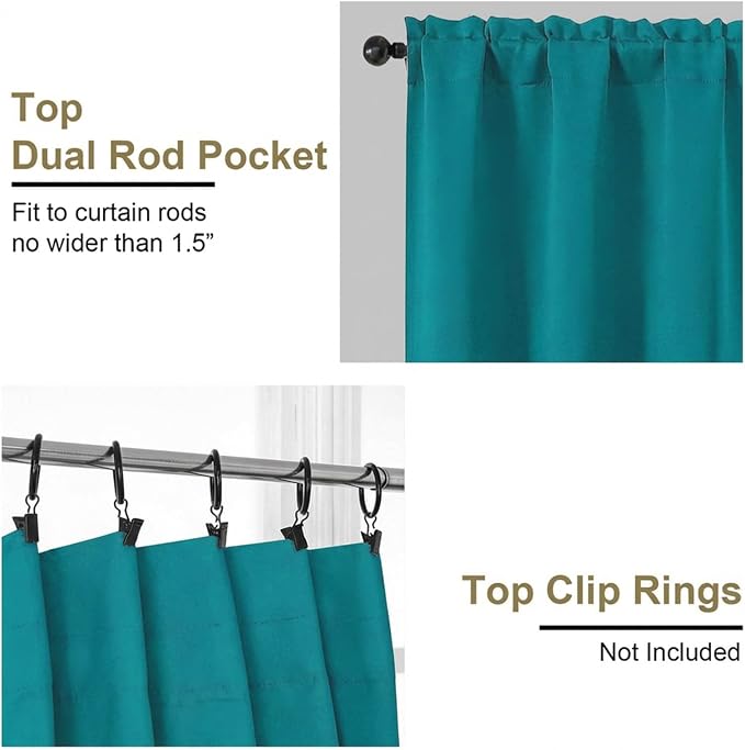 OVZME Teal Short Blackout Curtains - Image 4