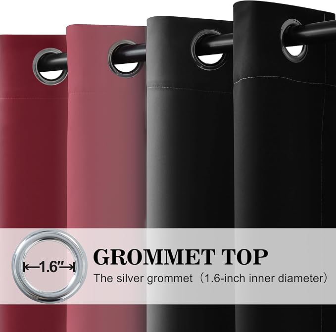 Yakamok Blackout Ombre Burgundy and Black Curtains - Image 3