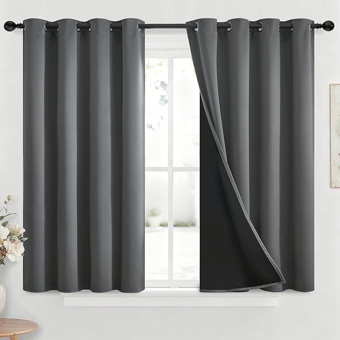 Yakamok 100% Blackout Curtains for Bedroom 45 Inch Length, Thermal Insulated by Yakamok