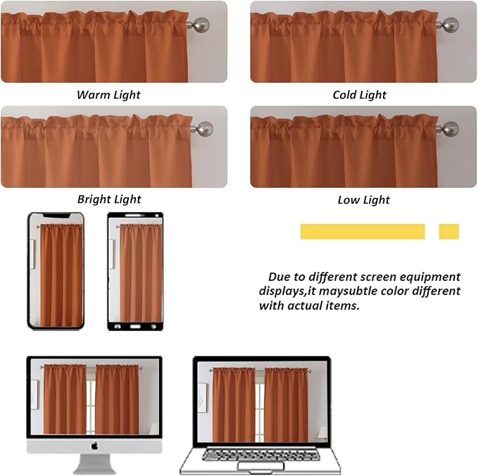 Chyhomenyc Orange Curtains 84 Inch Length 2 Panels Set, Faux Linen Textured - Image 4
