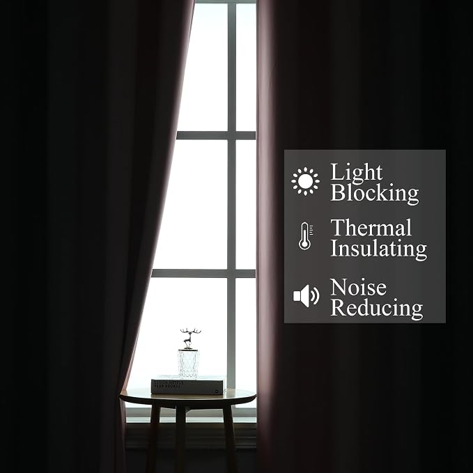 Pink and Grey Blackout Curtains 45 inches Long, Ombre Full Room Darkening - Image 3