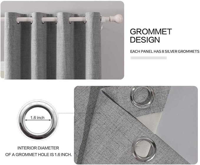 MIULEE Linen Blackout Curtains and Drapes 100% Room Darken Thermal Insulated - Image 4