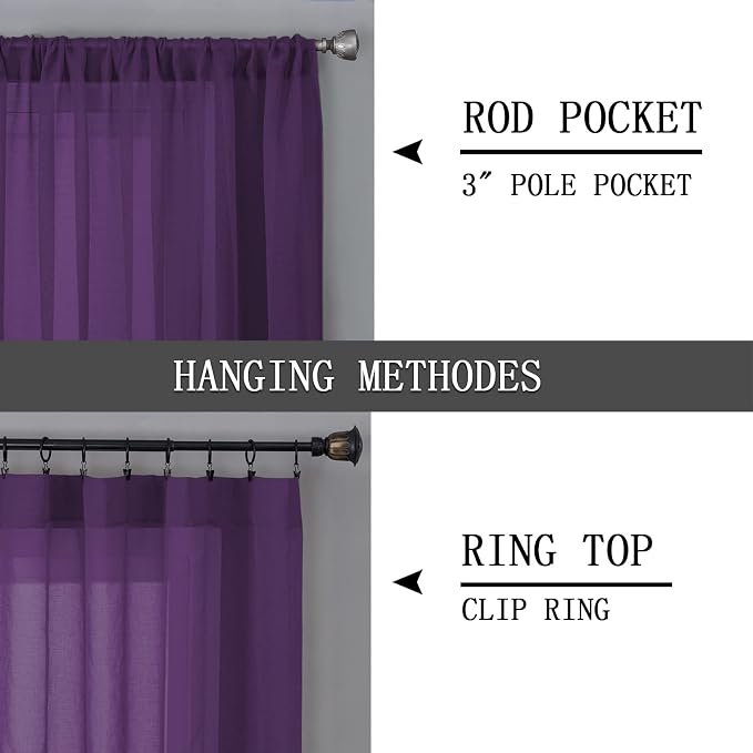 Tollpiz Short Sheer Curtain Living Room Linen Textured Curtains Sheer Light - Image 5