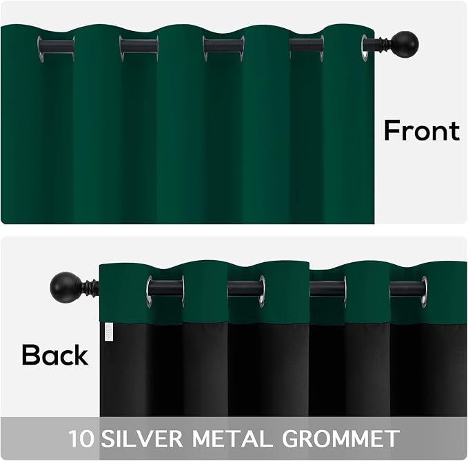 Yakamok 100% Blackout Curtains for Bedroom 63 Inch Length, Emerald Green Total - Image 6