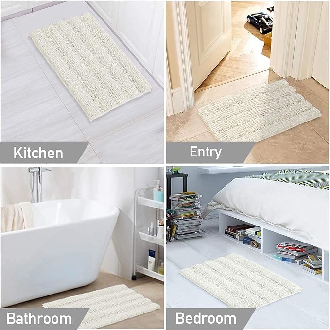 Turquoize Chenille Bath Rugs Shaggy Bathroom Rugs Non Slip Bath Mat - Image 6