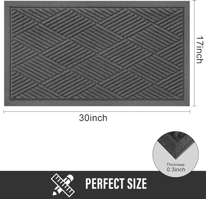 HIYARD Sturdy Front Door Mat, Absorbent Muddy Dirt Resist Welcome Door Mats - Image 2