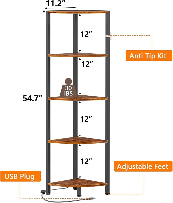 Furnulem 5 Tier Corner Shelf - Image 2