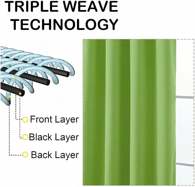 OVZME Lime Blackout Curtains for Bedroom 84 Inch Length 2 Panels Set, Thermal - Image 3