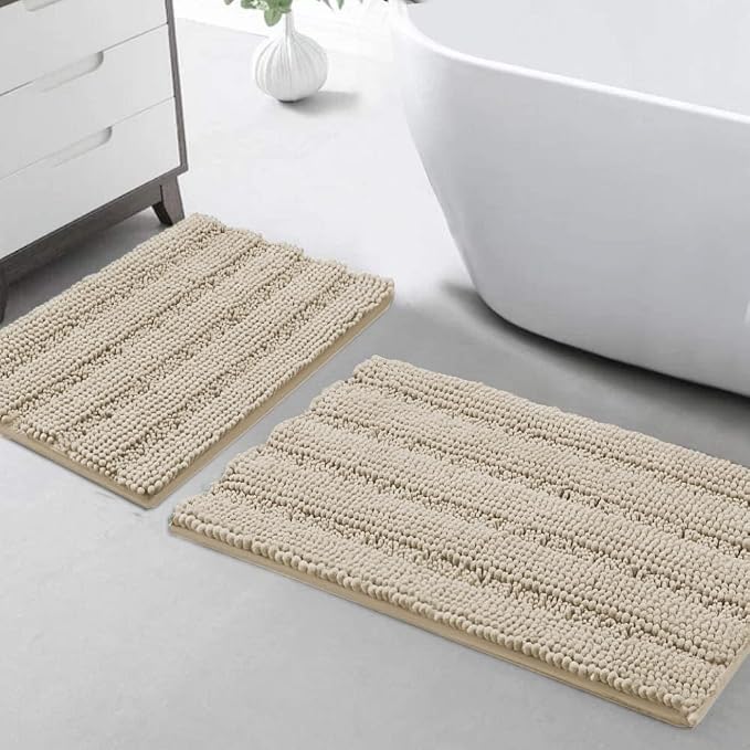 Turquoize Chenille Bathroom Rugs Set Non-Slip Bath Mats Extra Soft and by Turquoize
