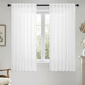 MIULEE White Linen Curtains Short 48 Inch Long 2 Panels by MIULEE