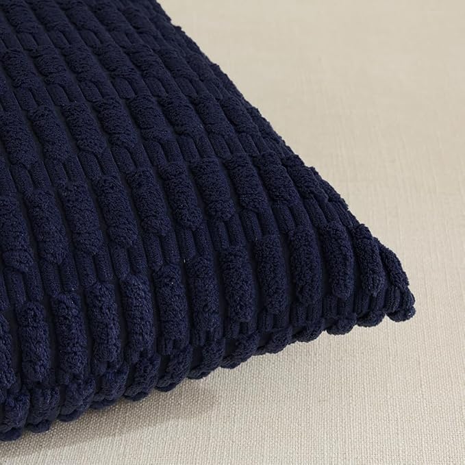 Fancy Homi 4 Packs Navy Blue Decorative Throw Pillow Covers 22x22 Inch - Image 4