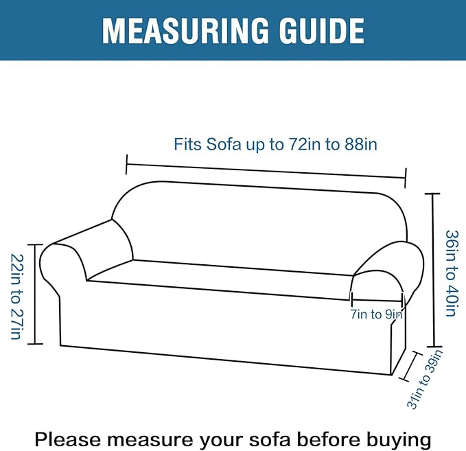 H.VERSAILTEX Stretch Sofa Covers Washable 3 Seat Couch Covers Sofa Slipcovers - Image 2