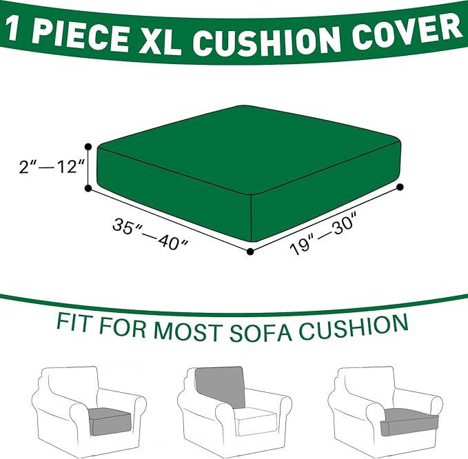 MAXIJIN Couch Cushion Covers for Sectional Sofa, Stretch Sofa Cushion Cover - Image 2