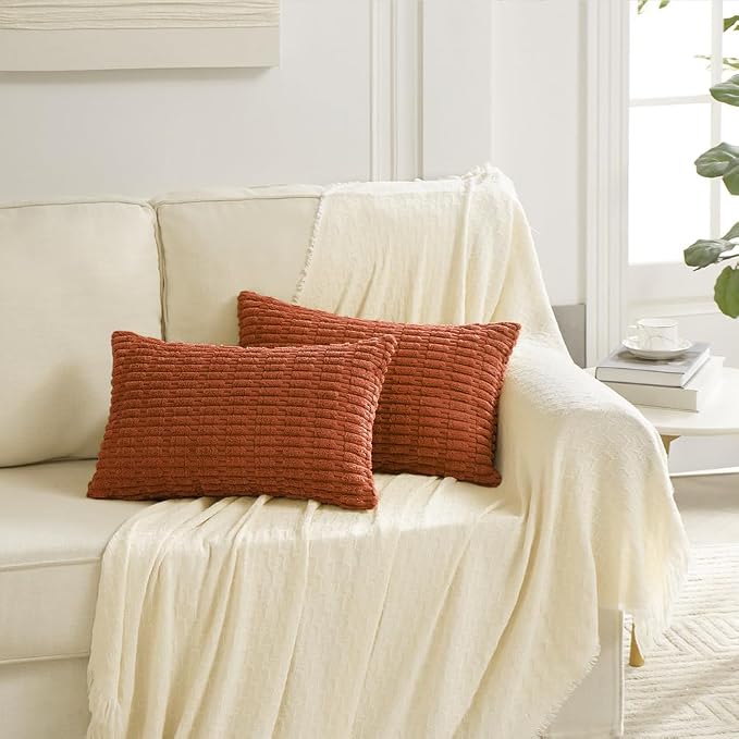 Fancy Homi 4 Packs Boho Burnt Orange Fall Decorative Throw Pillow Covers 12x24 - Image 6