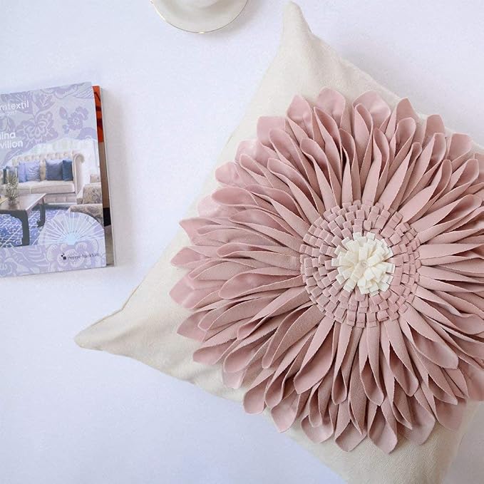 OiseauVoler Decorative Throw Pillow Covers Handmade 3D Flower Cushion Cover - Image 6