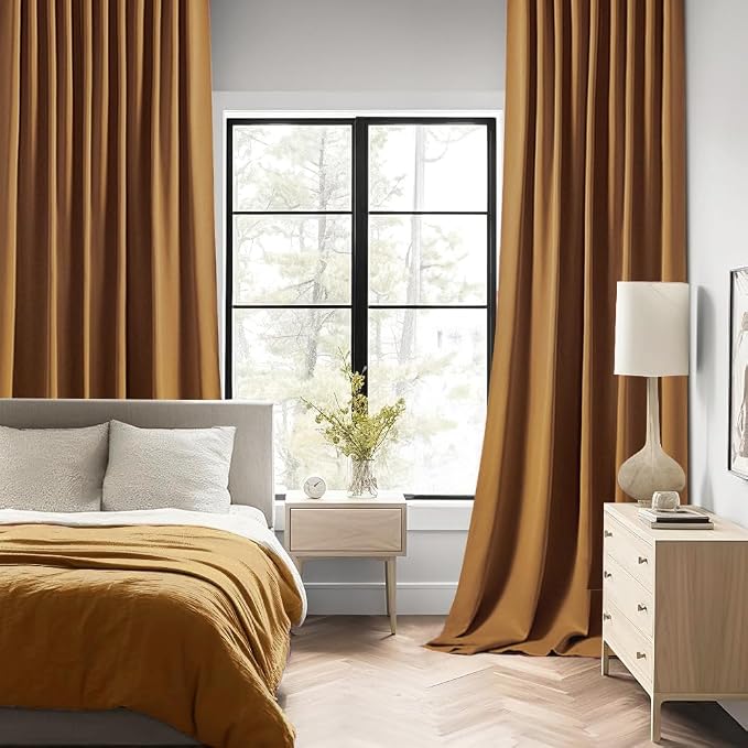 MIULEE Golden Brown Back Tab Blackout Curtains 72 Inches Long 2 Panels Set - Image 2
