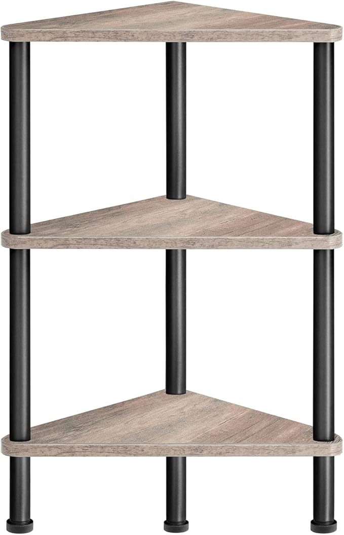 HOOBRO Corner Shelf Stand, Industrial 3-Tier Wall Corner Bookshelf by HOOBRO