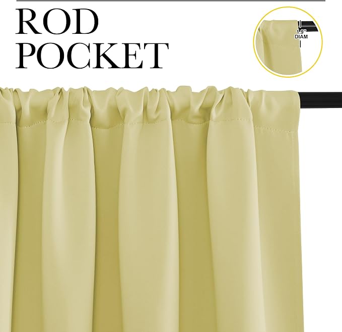 NICETOWN Kitchen Curtains, Paler Yellow, Short Blackout Curtains & Drapes - Image 2