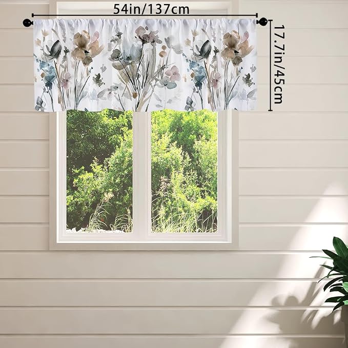 Farmhouse Kitchen Curtains Watercolor Flowers Design - Image 5