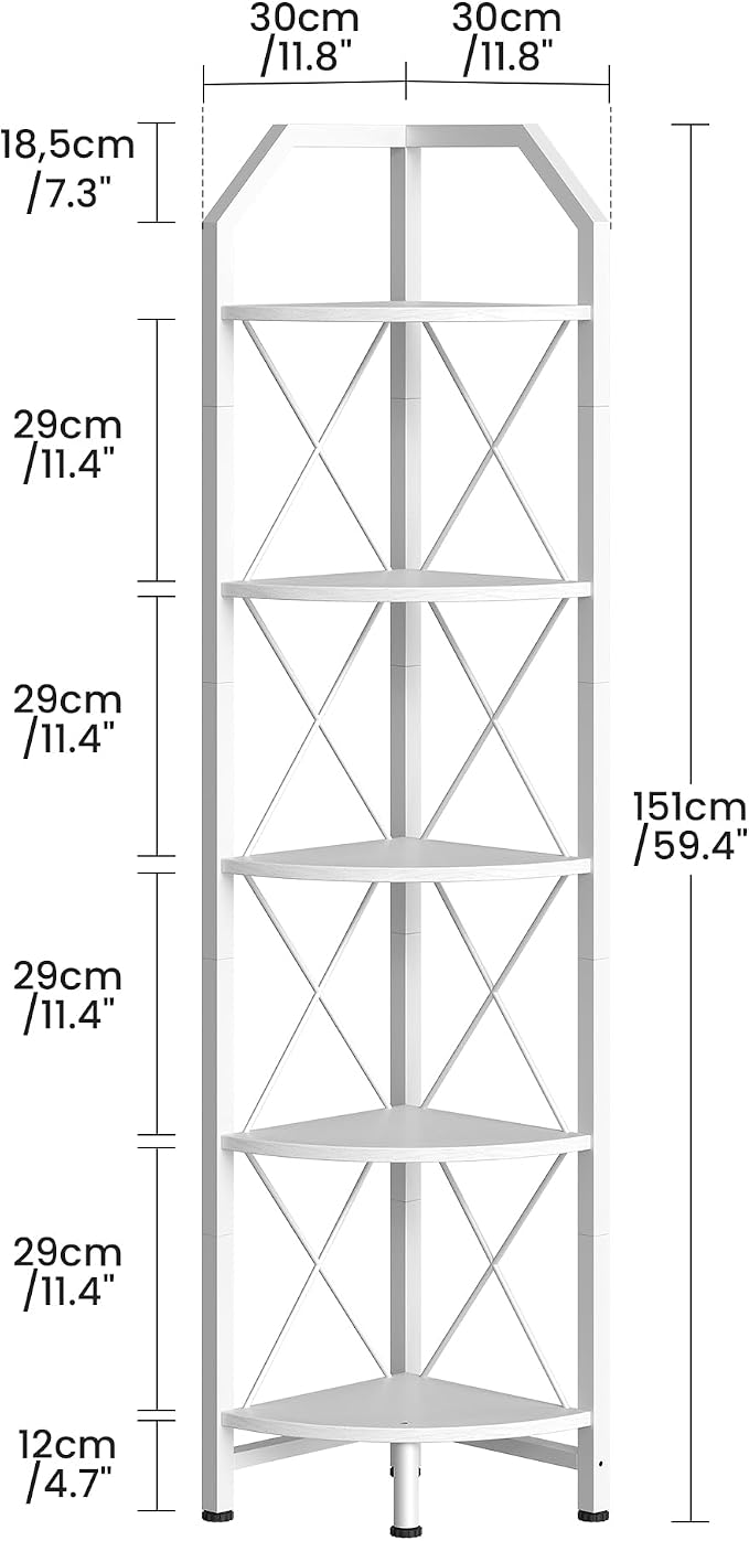 CHOEZON 5-Tier Corner Shelf, Industrial Corner Bookshelf, 59.4" Corner Storage - Image 2