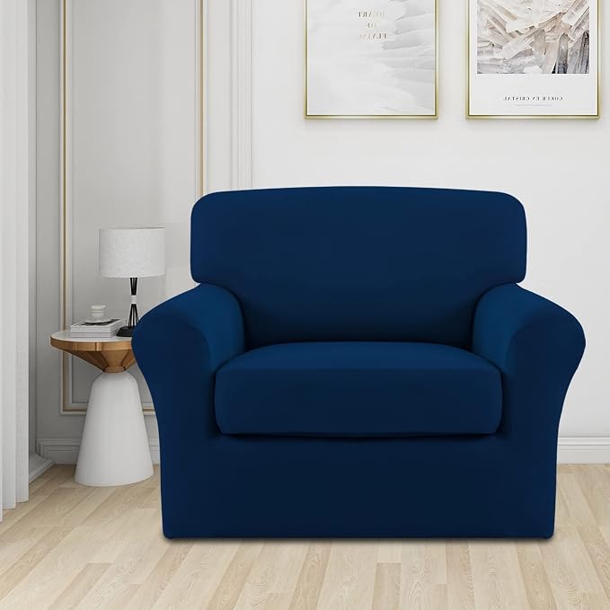 Easy-Going 2 Pieces Microfiber Stretch Chair Slipcover – Spandex Soft Fitted - Image 2