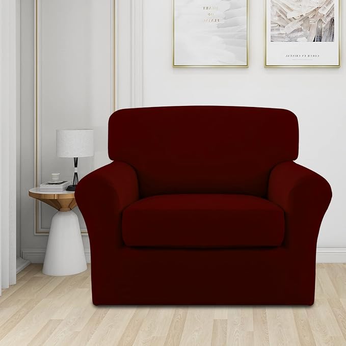 Easy-Going 2 Pieces Microfiber Stretch Chair Slipcover – Spandex Soft Fitted - Image 2