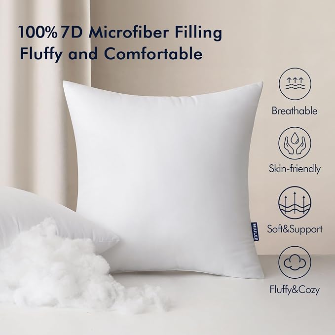 MIULEE Pack of 2 16x16 Inch Outdoor Pillow Inserts Waterproof Decorative Throw - Image 2