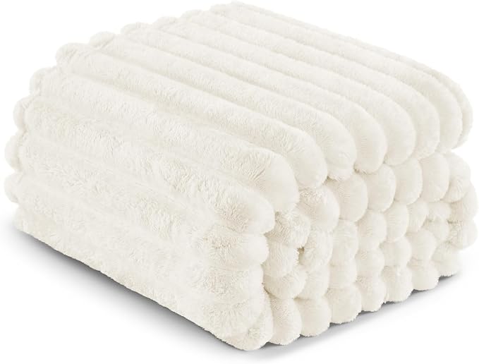 Exclusivo Mezcla King Size Flannel Fleece Blanket, Super Soft Striped Jacquard - Image 6