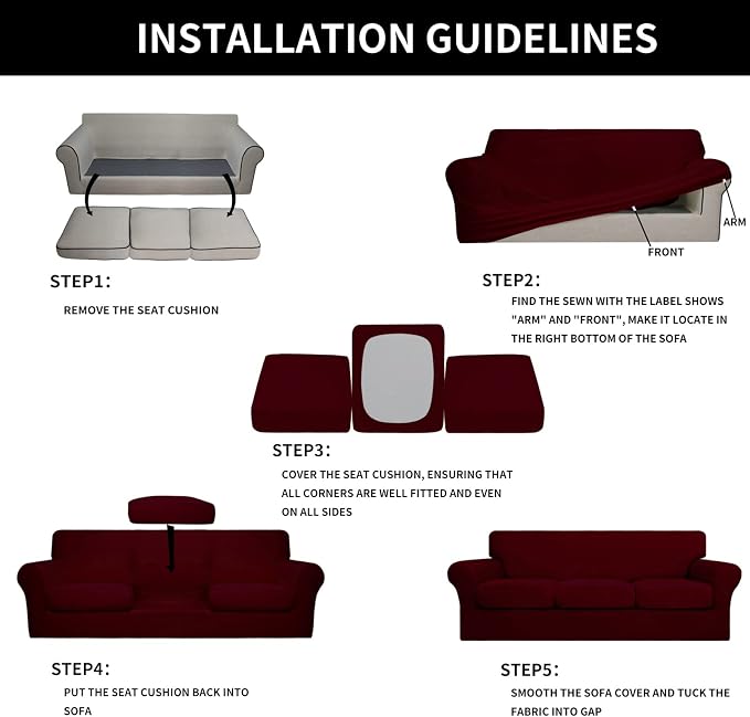 Easy-Going 4 Pieces Oversized Stretch Soft Couch Cover - Image 7